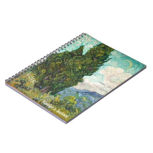 Vincent Van Gogh Cypresses Monogram Impressionist Notizblock (Linke Seite)