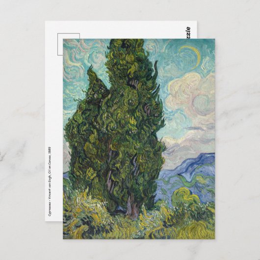 Vincent van Gogh - Cypresses Postkarte (Vorne/Hinten)
