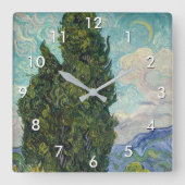 Vincent van Gogh - Cypresses Quadratische Wanduhr (Vorderseite)