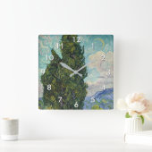 Vincent van Gogh - Cypresses Quadratische Wanduhr (Zuhause)