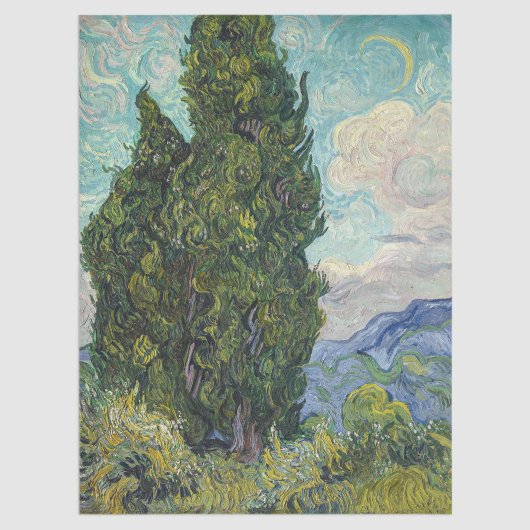 Vincent van Gogh - Cypresses Seidenpapier