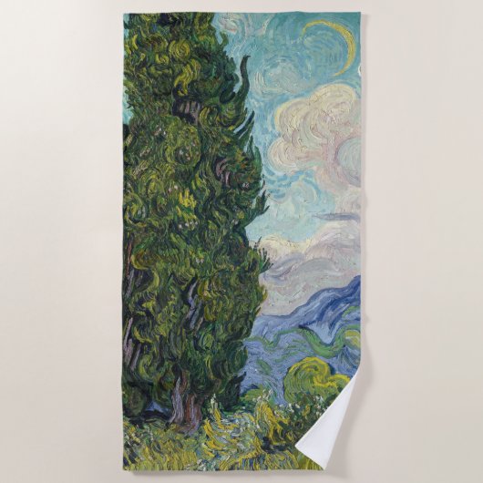 Vincent van Gogh - Cypresses Strandtuch (Vorderseite)