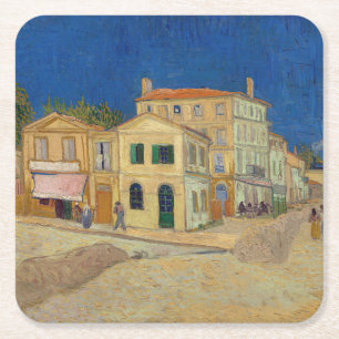 Vincent van Gogh - Das Gelbe Haus / Die Straße Rechteckiger Pappuntersetzer