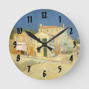 Vincent van Gogh - Das gelbe Haus (Die Straße) Runde Wanduhr