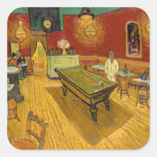 Vincent van Gogh - Das Nachtcafé Quadratischer Aufkleber