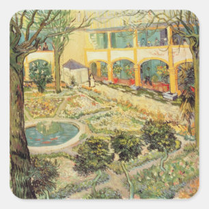 Vincent van Gogh Der Asylgarten in Arles Quadratischer Aufkleber