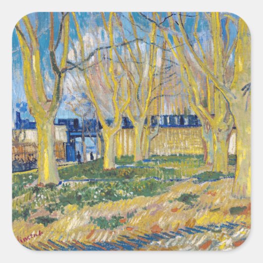 Vincent van Gogh - Der blaue Zug Quadratischer Aufkleber (Vorderseite)