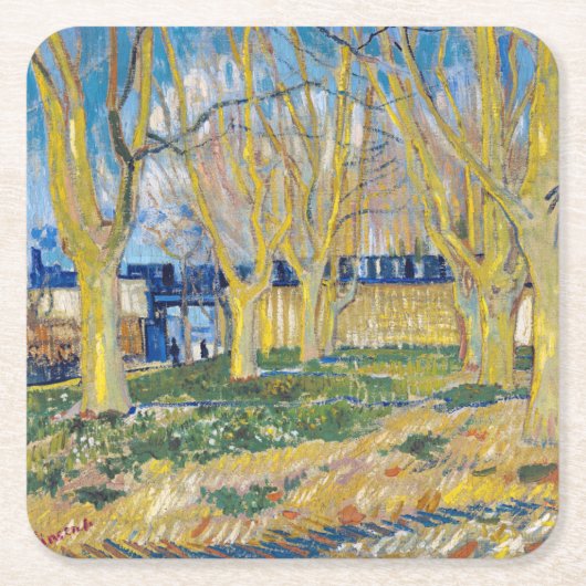 Vincent van Gogh - Der blaue Zug Rechteckiger Pappuntersetzer (Vorderseite)
