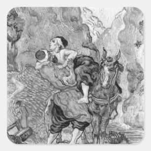 Vincent van Gogh   Der gute Samariter Quadratischer Aufkleber