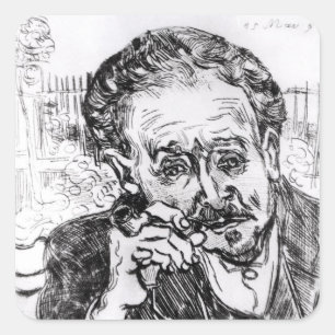 Vincent van Gogh   der Mann mit dem Rohr Quadratischer Aufkleber