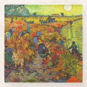 Vincent van Gogh - Der rote Weinberg Glasuntersetzer