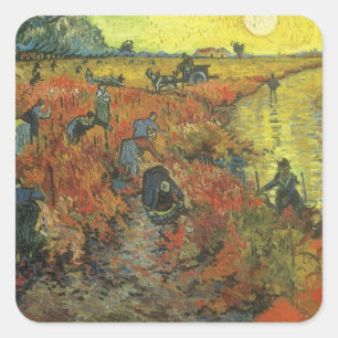 Vincent van Gogh - Der rote Weinberg Quadratischer Aufkleber