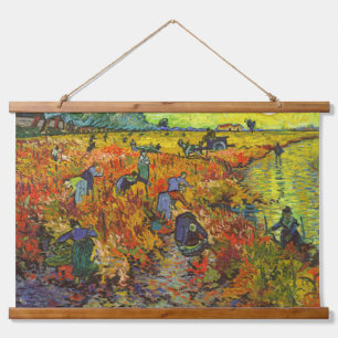 Vincent van Gogh - Der rote Weinberg Wandteppich Mit Holzrahmen