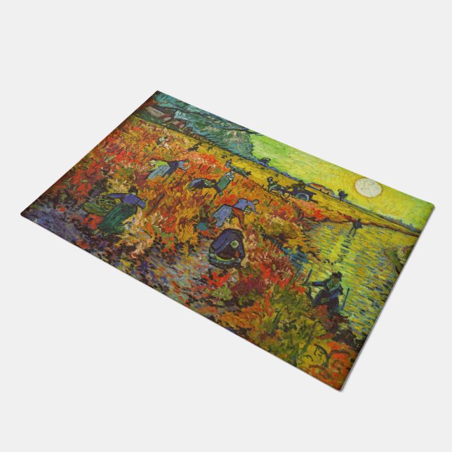 Vincent van Gogh - Der rote Weingarten Fußmatte (Schrägansicht)