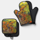 Vincent van Gogh - Der rote Weingarten Ofenhandschuh & Topflappen-Set (Vorderseite/Rückseite)
