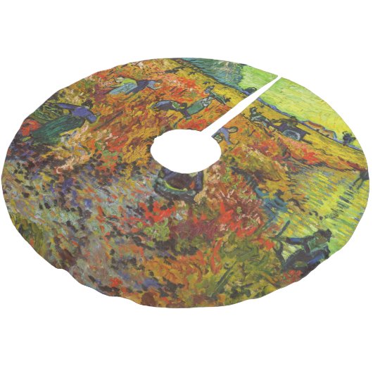 Vincent van Gogh - Der rote Weingarten Polyester Weihnachtsbaumdecke (Schrägansicht)