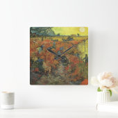 Vincent van Gogh - Der rote Weingarten Quadratische Wanduhr (Zuhause)