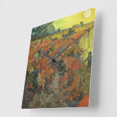 Vincent van Gogh - Der rote Weingarten Quadratische Wanduhr (Winkel)