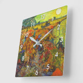Vincent van Gogh - Der rote Weingarten Quadratische Wanduhr (Winkel)