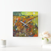 Vincent van Gogh - Der rote Weingarten Quadratische Wanduhr (Zuhause)