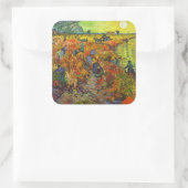 Vincent van Gogh - Der rote Weingarten Quadratischer Aufkleber (Tasche)