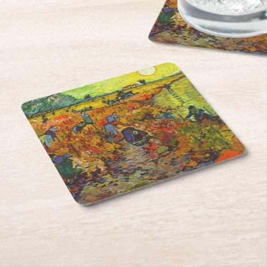Vincent van Gogh - Der rote Weingarten Rechteckiger Pappuntersetzer (angewinkelt)