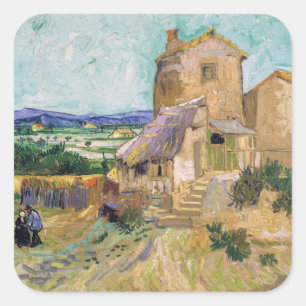 Vincent van Gogh - Die alte Mühle Quadratischer Aufkleber