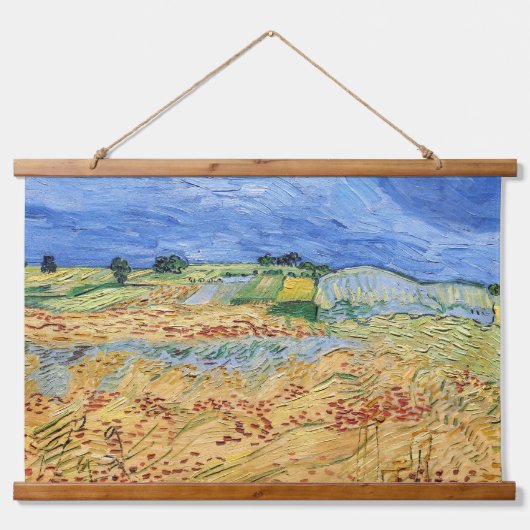 Vincent van Gogh - Die Felder / Schlicht bei Auver Wandteppich Mit Holzrahmen (Vorne)
