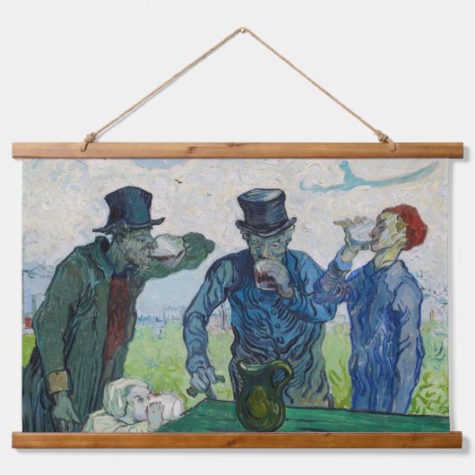 Vincent van Gogh - Die Getränke nach Daumier Wandteppich Mit Holzrahmen (Vorne)