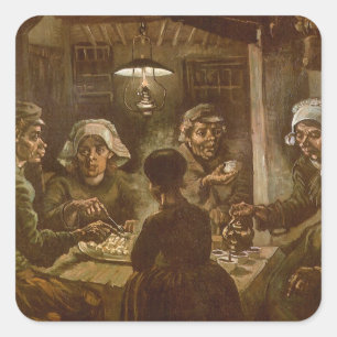 Vincent van Gogh - Die Kartoffelessen Quadratischer Aufkleber