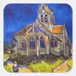 Vincent van Gogh - Die Kirche von Auvers Quadratischer Aufkleber