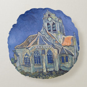 Vincent van Gogh Die Kirche von Auvers-sur-Oise Rundes Kissen