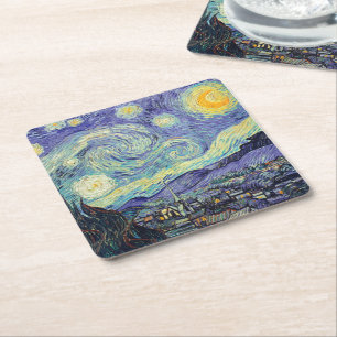 Vincent Van Gogh/ Die Sternennacht Rechteckiger Pappuntersetzer