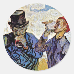 Vincent Van Gogh - Die Trinker - Kunstwerk Runder Aufkleber