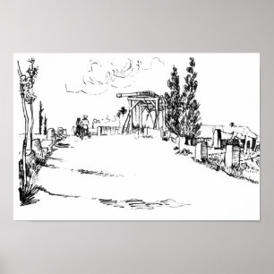 Vincent van Gogh Drawbridge bei Arles Zeichnend Poster