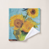 Vincent Van Gogh - Drei Sonnenblumen in einer Vase Badhandtuch Set (Waschlappen)