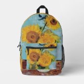 Vincent Van Gogh - Drei Sonnenblumen in einer Vase Bedruckter Rucksack (Vorderseite)