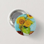 Vincent Van Gogh Drei Sonnenblumen in einer Vase Button (Vorne & Hinten)