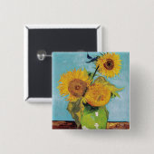 Vincent Van Gogh - Drei Sonnenblumen in einer Vase Button (Vorne & Hinten)