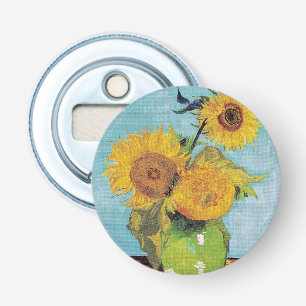 Vincent Van Gogh - Drei Sonnenblumen in einer Vase Flaschenöffner