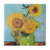 Vincent Van Gogh - Drei Sonnenblumen in einer Vase Fliese (Vorderseite)