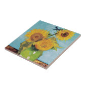 Vincent Van Gogh - Drei Sonnenblumen in einer Vase Fliese (Seite)