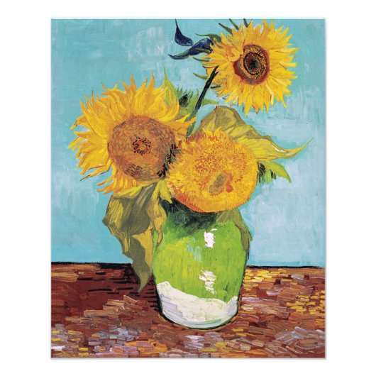 Vincent Van Gogh - Drei Sonnenblumen in einer Vase Fotodruck (Vorne)