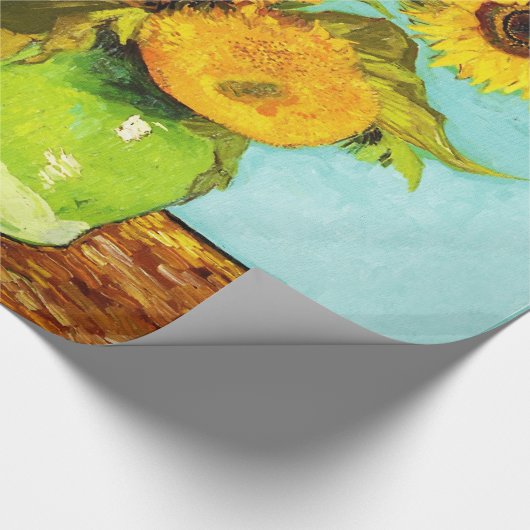 Vincent Van Gogh Drei Sonnenblumen in einer Vase Geschenkpapier (Ecke)