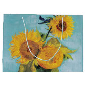 Vincent Van Gogh - Drei Sonnenblumen in einer Vase Große Geschenktüte (Rückseite)