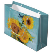 Vincent Van Gogh - Drei Sonnenblumen in einer Vase Große Geschenktüte (Vorderseite Schrägansicht)