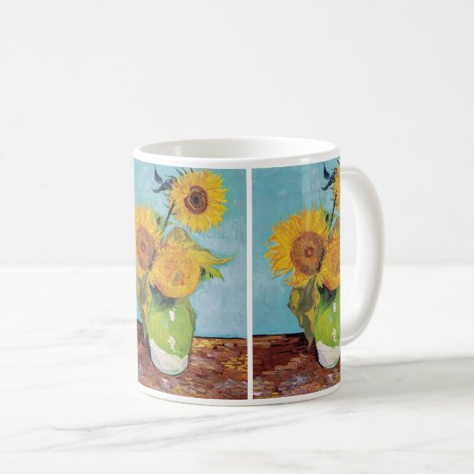Vincent Van Gogh - Drei Sonnenblumen in einer Vase Kaffeetasse (VorderseiteRechts)