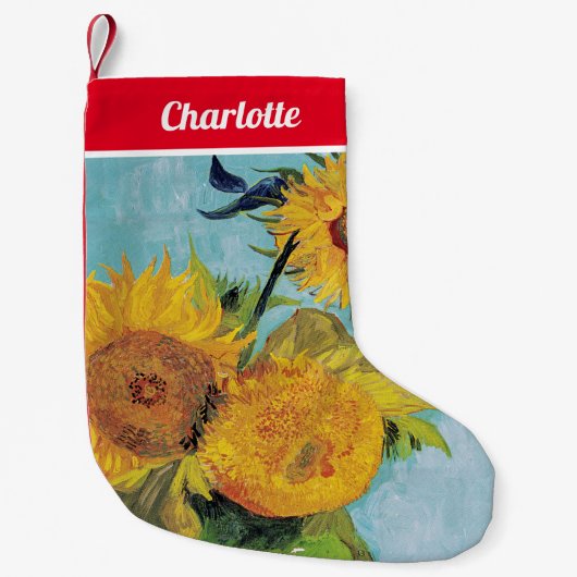 Vincent Van Gogh - Drei Sonnenblumen in einer Vase Kleiner Weihnachtsstrumpf (Vorderseite)
