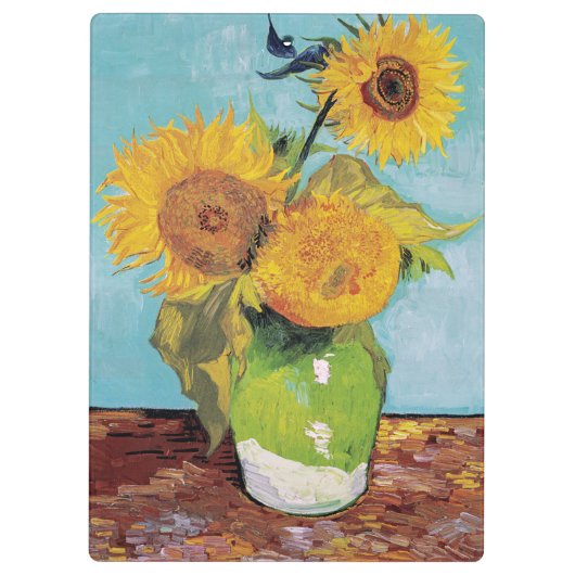 Vincent Van Gogh - Drei Sonnenblumen in einer Vase Klemmbrett (Rückseite)