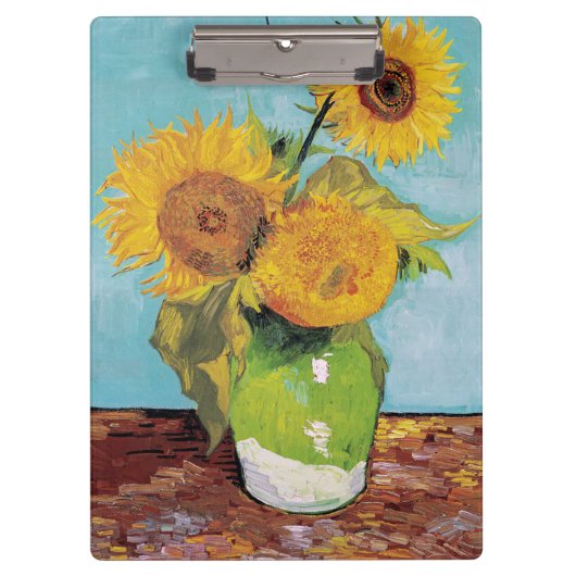 Vincent Van Gogh - Drei Sonnenblumen in einer Vase Klemmbrett (Vorderseite)